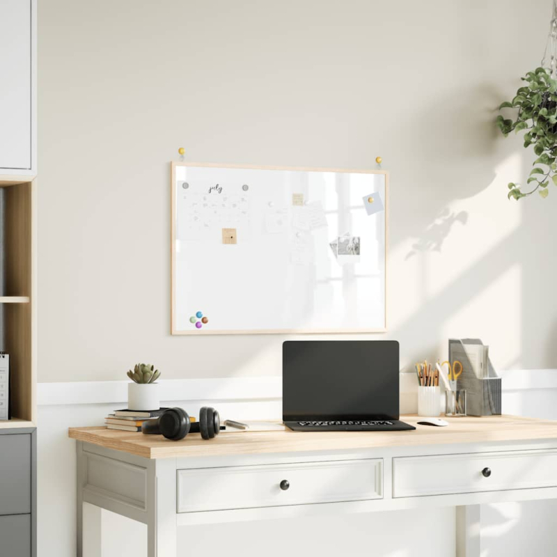 Magnetisches Whiteboard mit massivem Kiefernholzrahmen 80x55 cm
