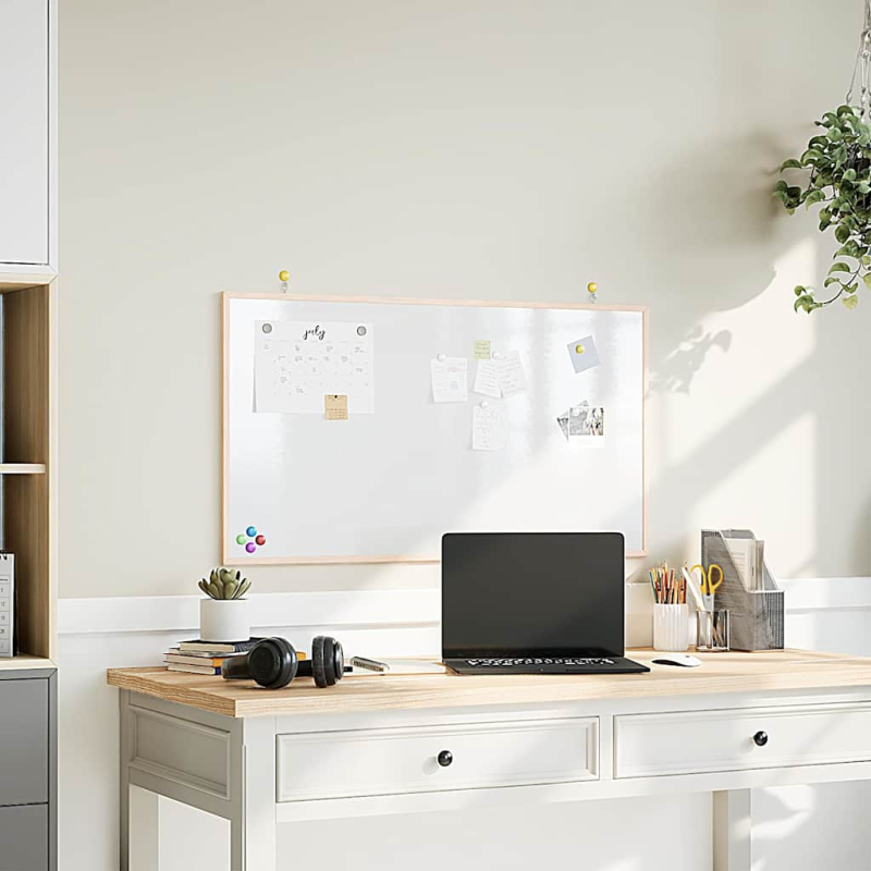 Magnetisches Whiteboard mit massivem Kiefernholzrahmen 100x55cm