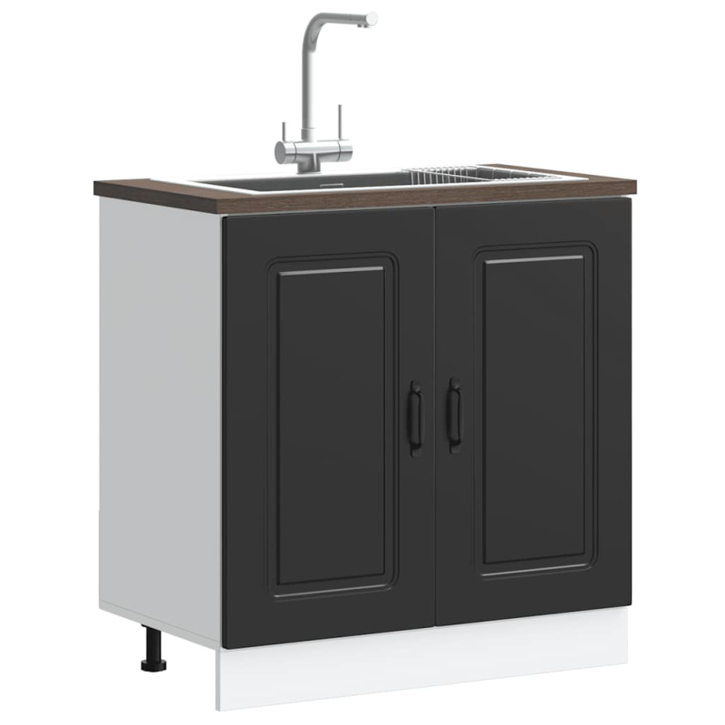 Spülenunterschrank Kalmar Schwarz 80x46x81,5 cm Holzwerkstoff