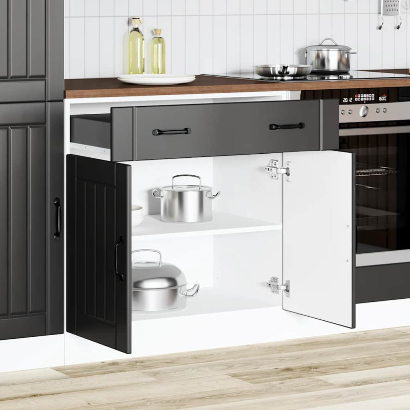 Küchen-Unterschrank Lucca Schwarz Holzwerkstoff