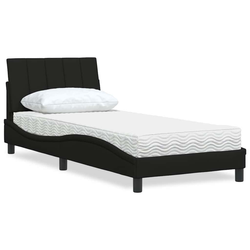 Bett mit Matratze Schwarz 90x190 cm Stoff