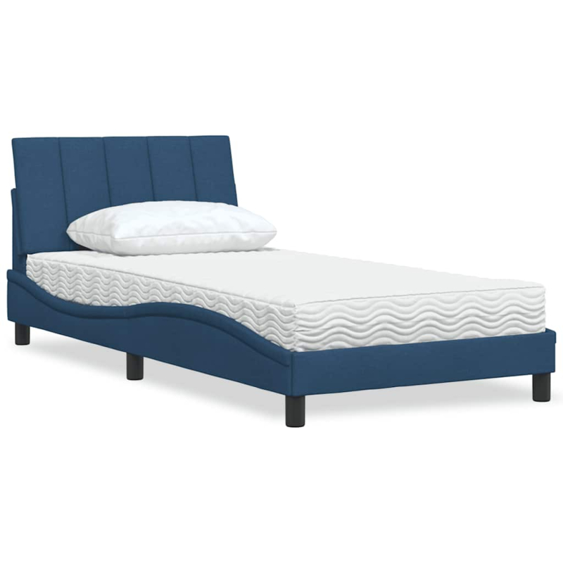 Bett mit Matratze Blau 100x200 cm Stoff