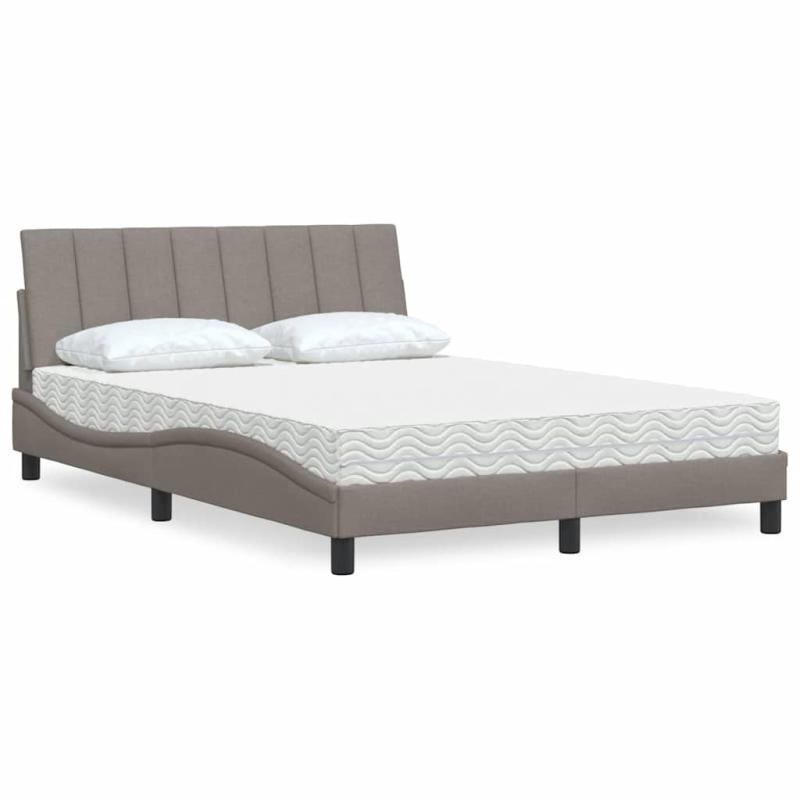 Bett mit Matratze Taupe 120x200 cm Stoff