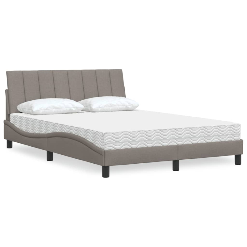 Bett mit Matratze Taupe 140x190 cm Stoff