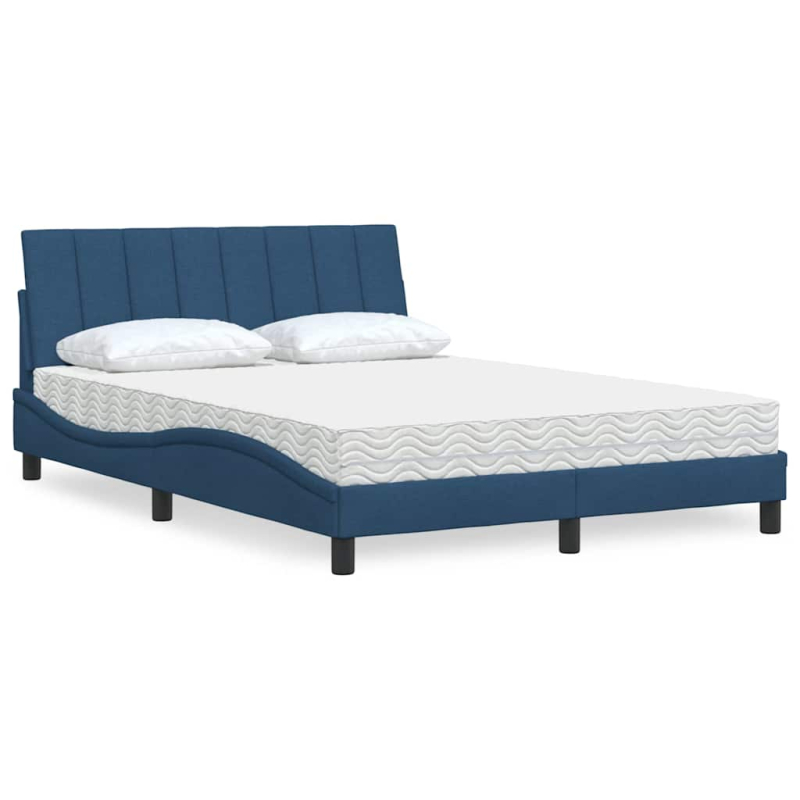 Bett mit Matratze Blau 140x190 cm Stoff