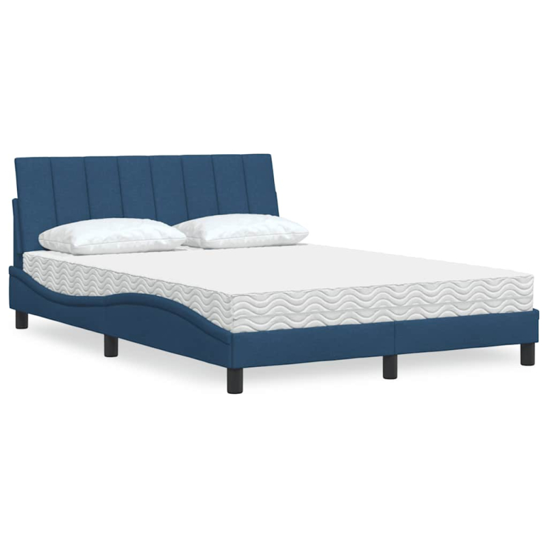 Bett mit Matratze Blau 140x200 cm Stoff