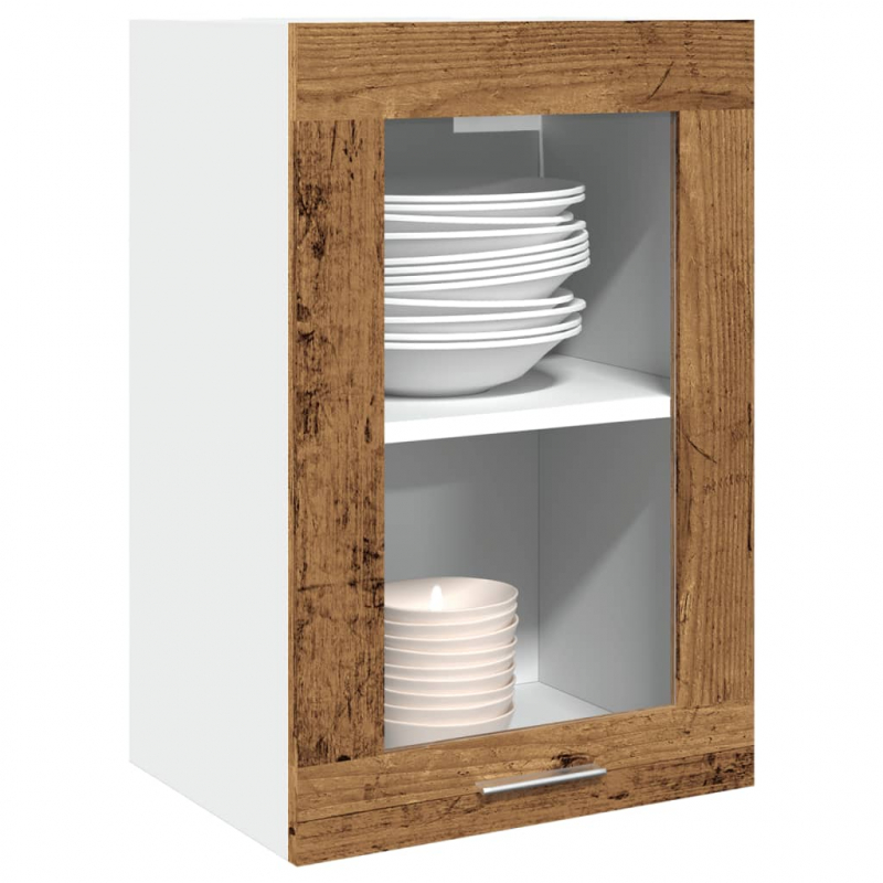 Hängeschrank Lyon Glas Altholz-Optik 40x31x60 cm Holzwerkstoff