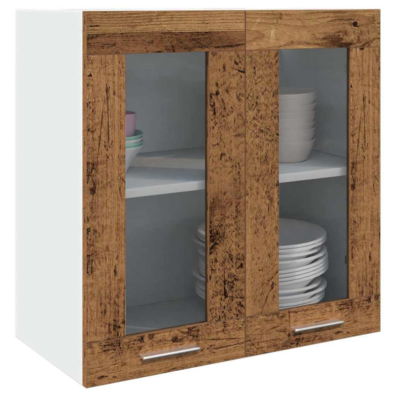 Küchen-Wandschrank Lyon mit Glastüren Altholz-Optik 60x31x60 cm