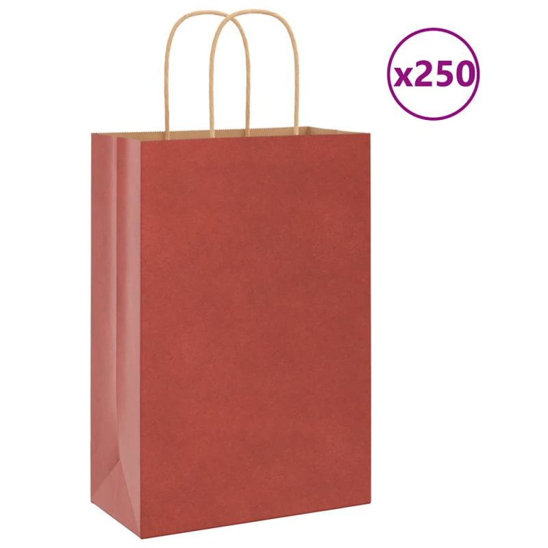 Papiertragetaschen 250 Stk. mit Henkeln Rot 21x11x31 cm