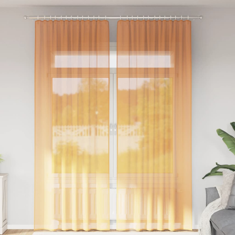 Voile Vorhänge mit Schlaufen 2 Stk. Orange 140x260 cm