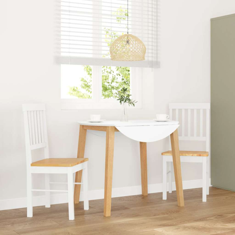 Esszimmerstühle 2 Stk. Weiß Massivholz Gummibaum