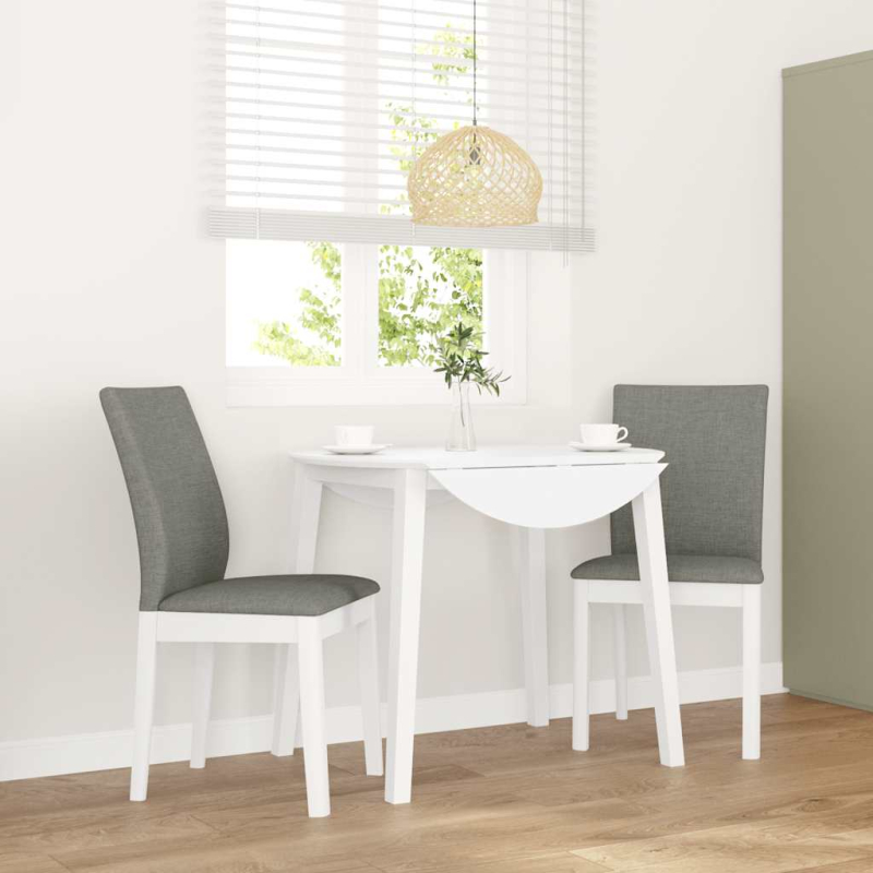 Esszimmerstühle mit Kissen 2 Stk. Weiß Massivholz Gummibaum