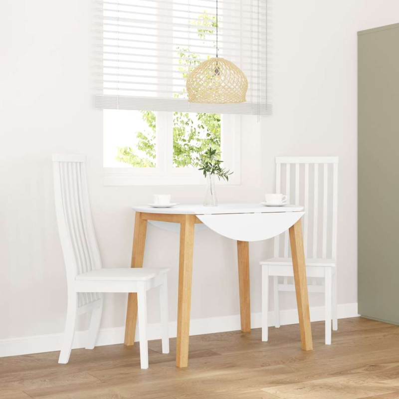 Esszimmerstühle 2 Stk. Weiß Massivholz Gummibaum