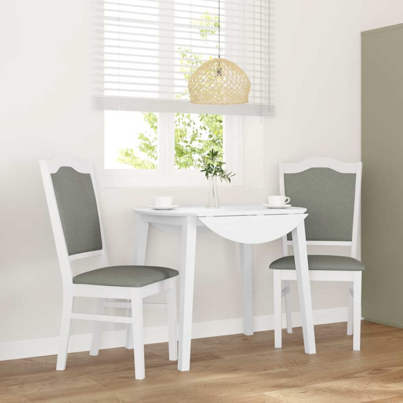 Esszimmerstühle mit Kissen 2 Stk. Weiß Massivholz Gummibaum