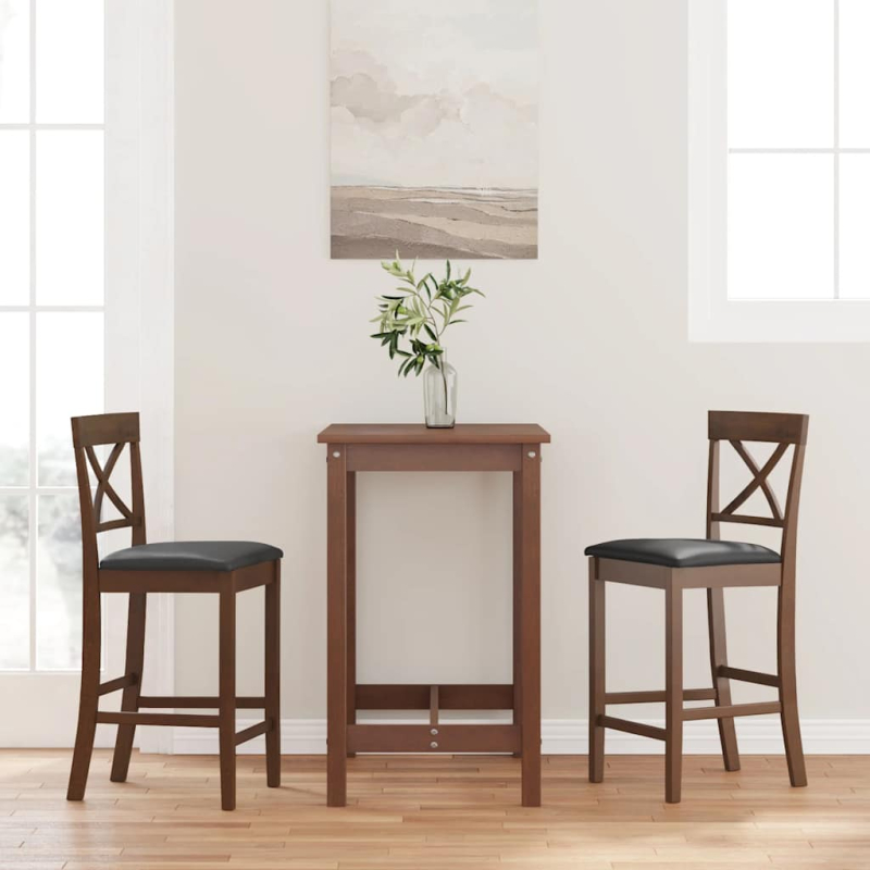 Barhocker mit Kissen 2 Stk. Braun Massivholz Gummibaum