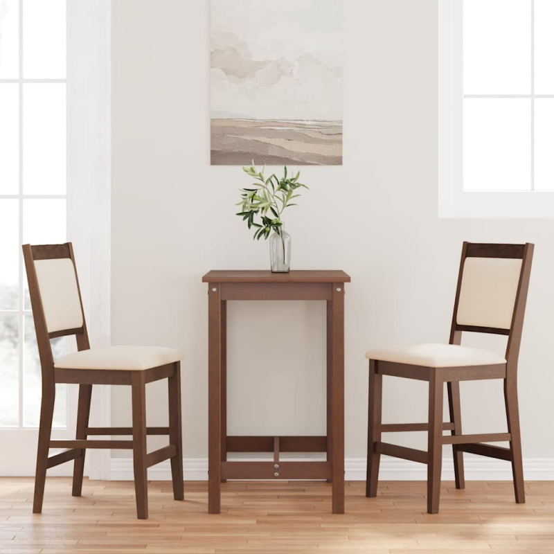 Barhocker mit Kissen 2 Stk. Braun Massivholz Gummibaum