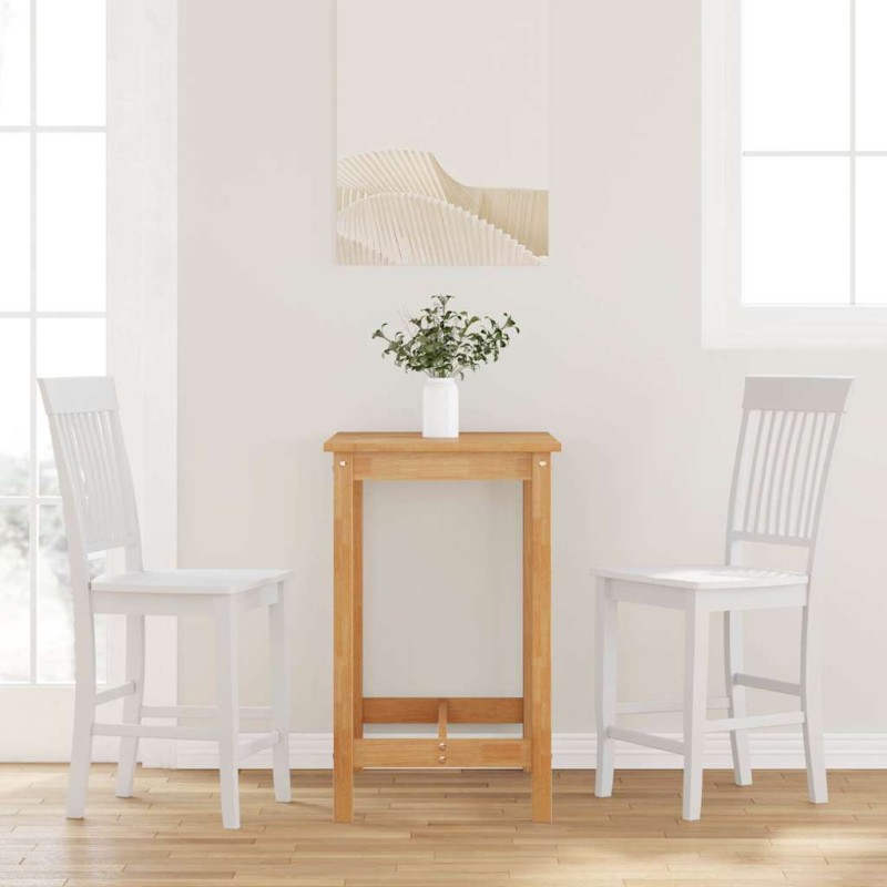 Barhocker 2 Stk. Weiß Massivholz Gummibaum