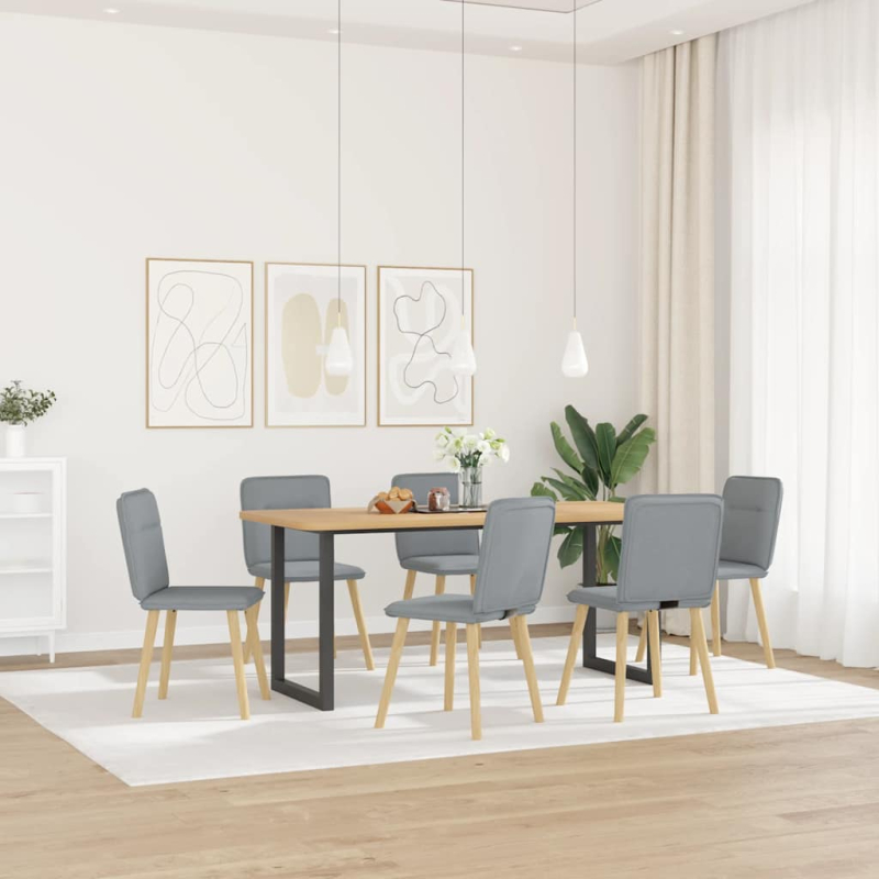 Esszimmerstühle 6 Stk. Hellgrau Stoff