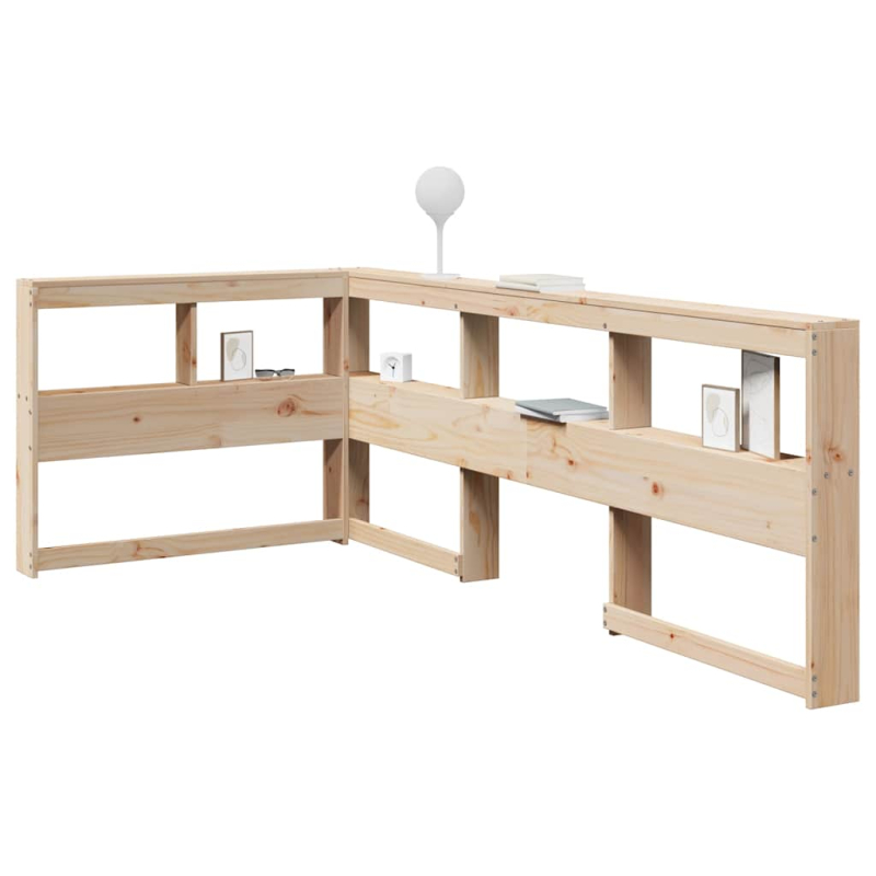 Kopfteil mit Bücherregal L-Form 90 cm Massivholz Kiefer