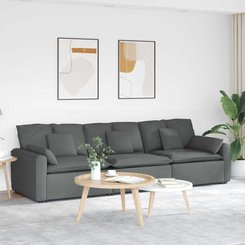 Modulares Sofa mit Kissen Dunkelgrau