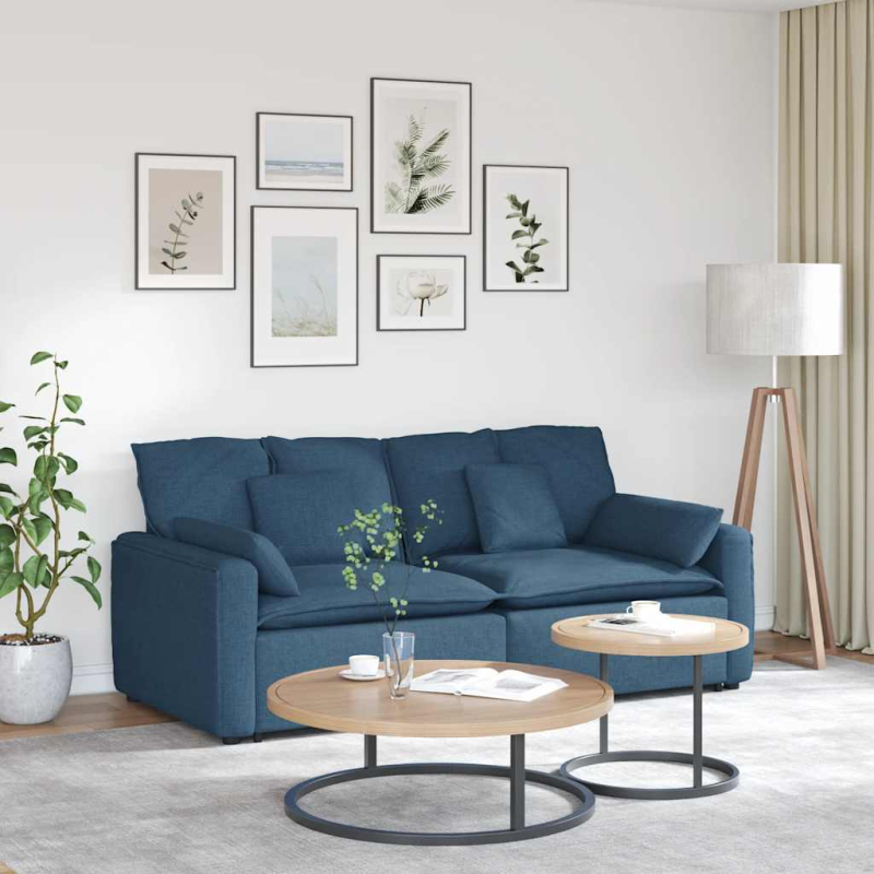 Modulares Sofa mit Kissen Blau