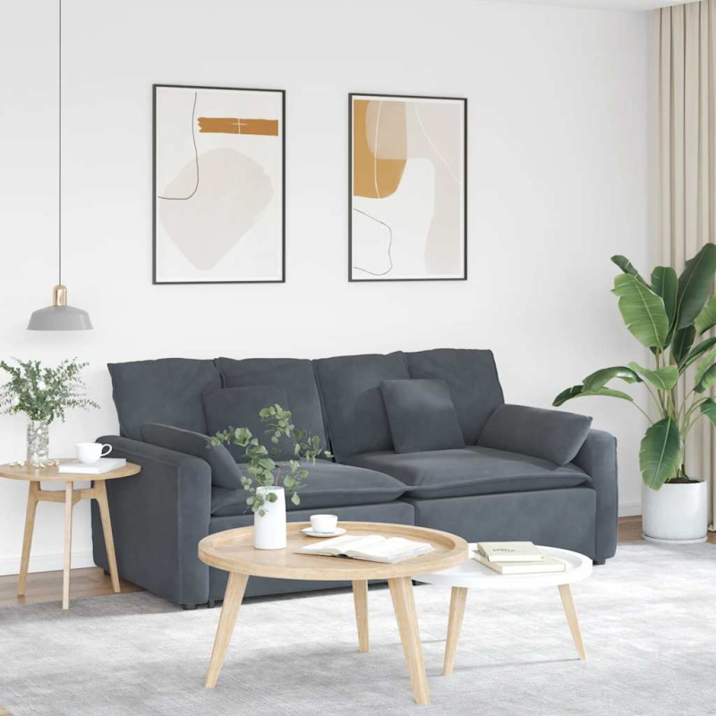 Modulares Sofa mit Kissen Dunkelgrau