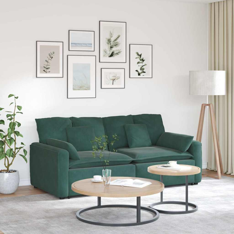 Modulares Sofa mit Kissen Dunkelgrün