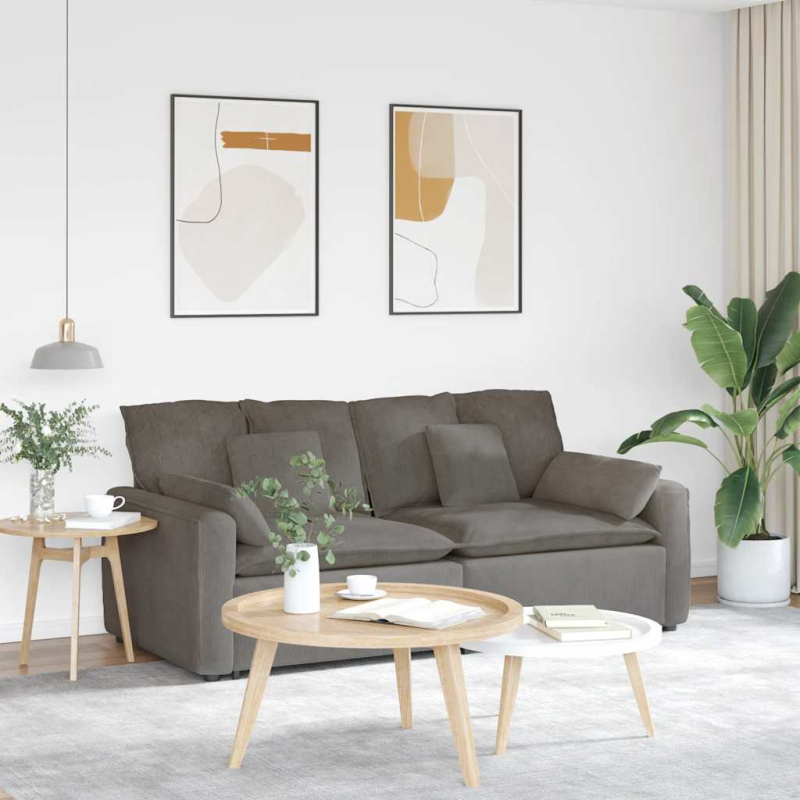 Modulares Sofa mit Kissen Hellgrau