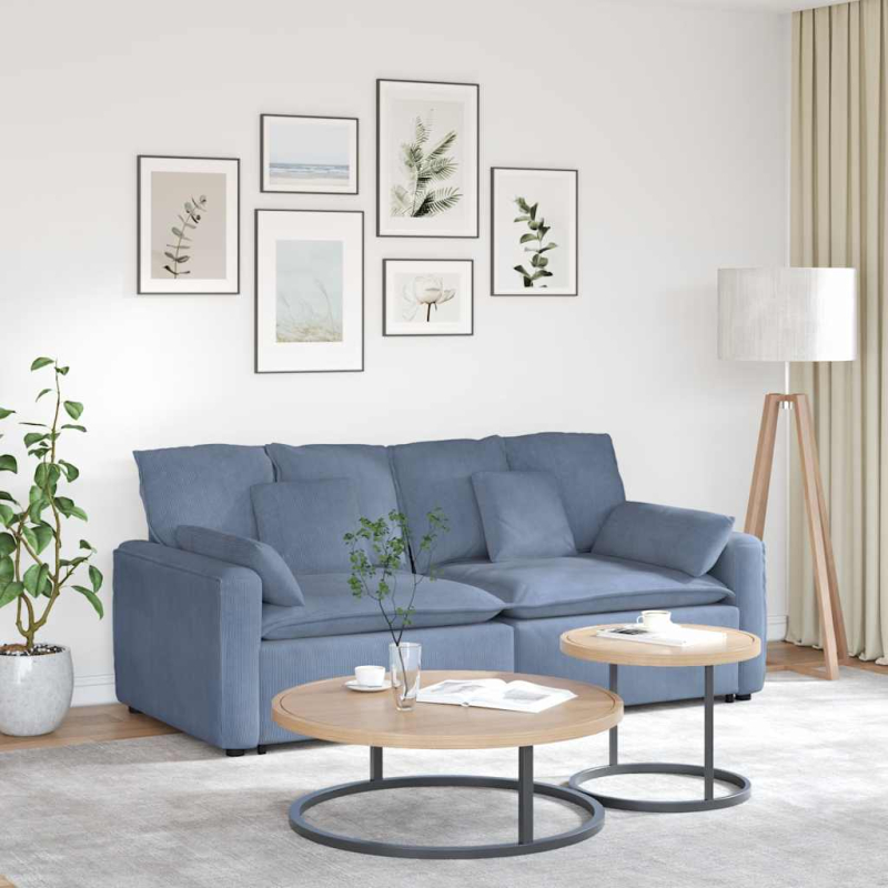 Modulares Sofa mit Kissen Blau