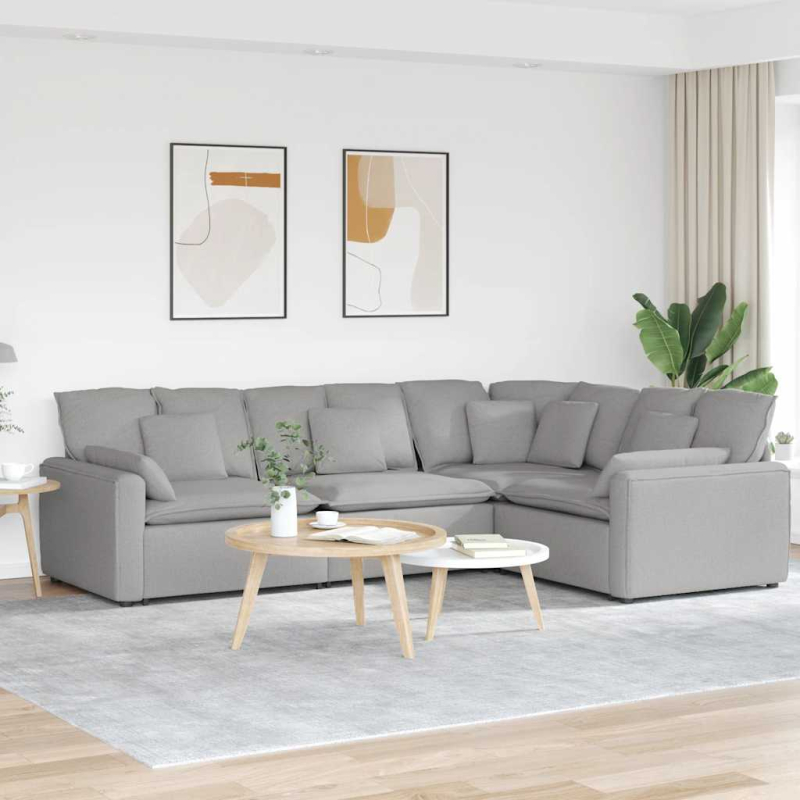 Modulares Sofa mit Kissen Stoff Wolkengrau