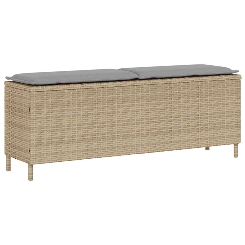 Gartenbank mit Kissen Beige 110x30x40,5 cm Poly Rattan