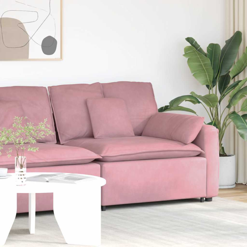 Modulares Sofa Endmodul mit Armlehne Kissen Rosa 100 cm