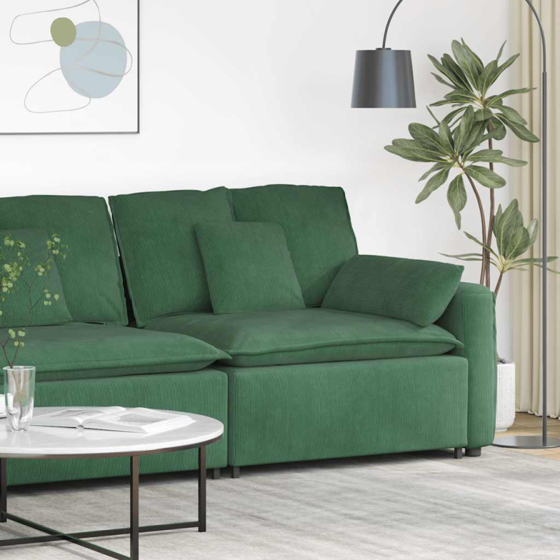 Modulares Sofa Endmodul mit Armlehne Kissen Dschungelgrün 100cm