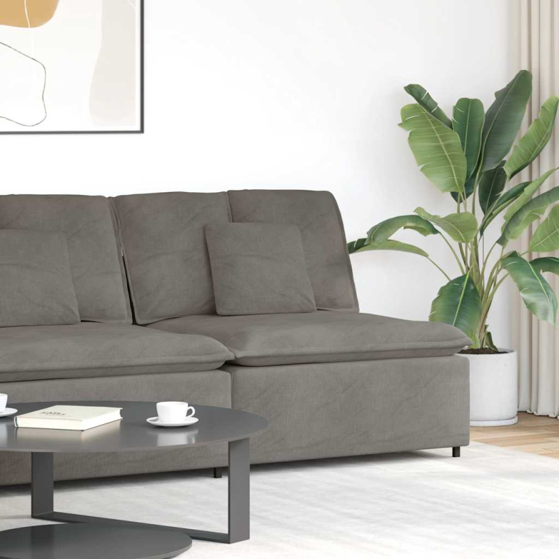 Modulares Sofa Mittelmodul mit Kissen Hellgrau 100 cm