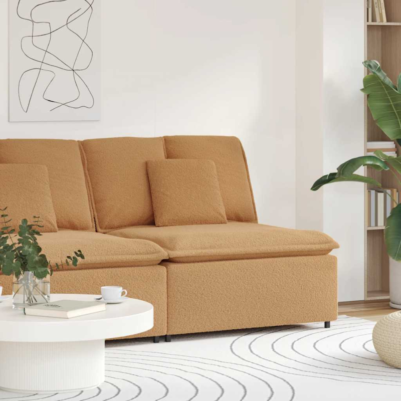 Modulares Sofa Mittelmodul mit Kissen Beige 100 cm