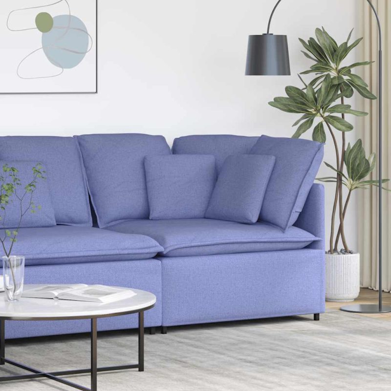 Modulares Sofa Eckmodul mit Kissen Jeansblau 100 cm