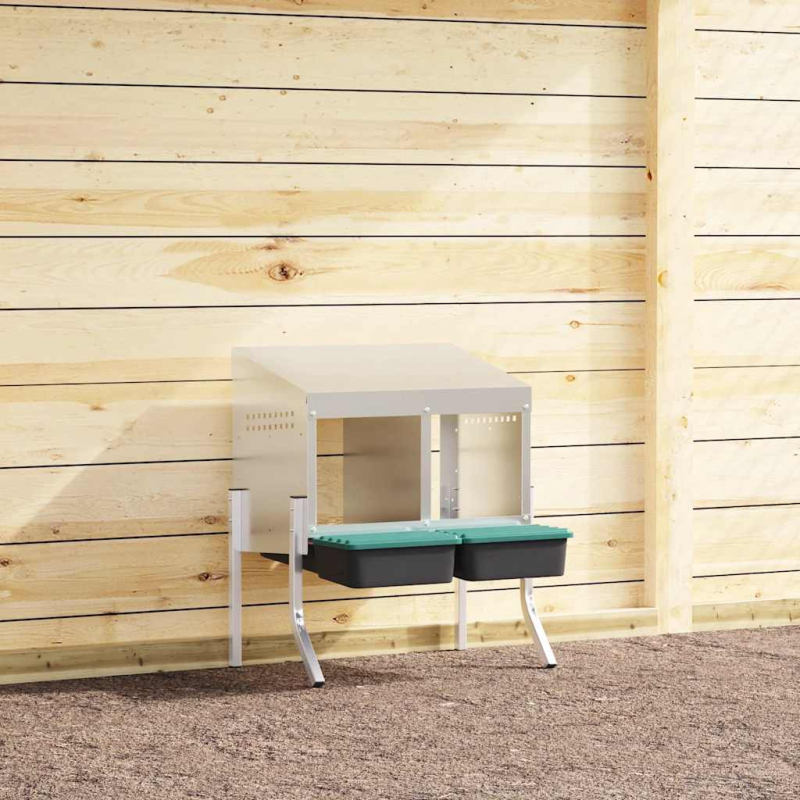 Hühner-Nistkasten 2 Fächer mit Beinen Verzinkter Stahl