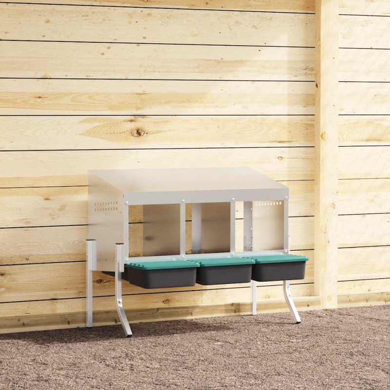 Hühner-Nistkasten 3 Fächer mit Beinen Verzinkter Stahl