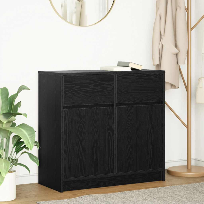 Sideboard mit Schublade Schwarz Eichen-Optik 80x34x76 cm