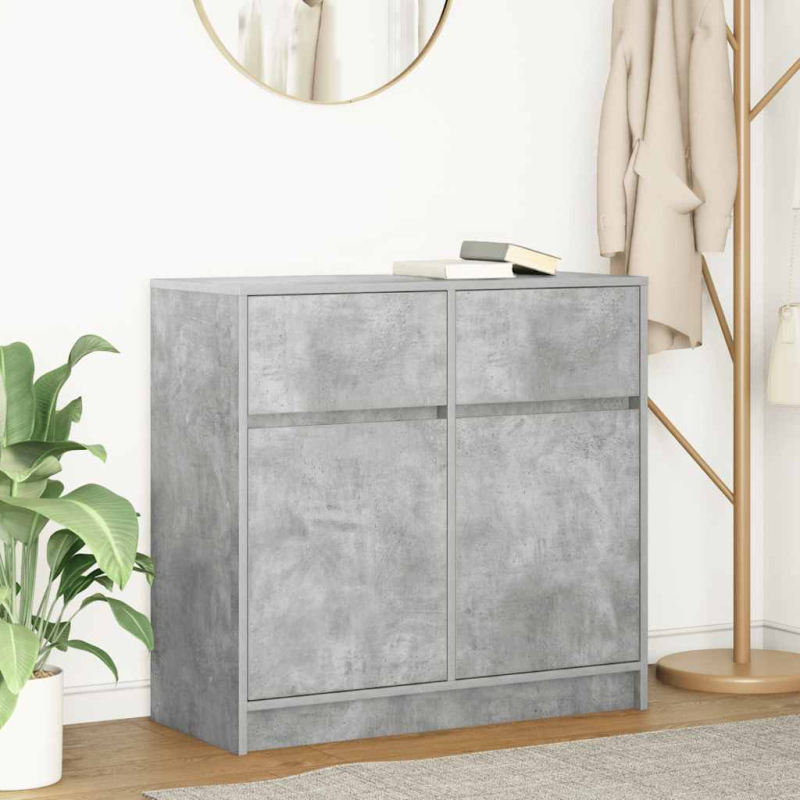 Sideboard mit Schublade Betongrau 80x34x76 cm Holzwerkstoff