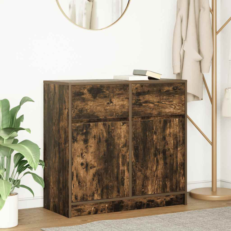 Sideboard mit Schublade Räuchereiche 80x34x76 cm Holzwerkstoff