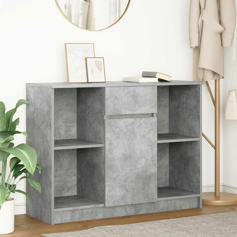 Sideboard mit Schublade Betongrau 101x35x76 cm Holzwerkstoff