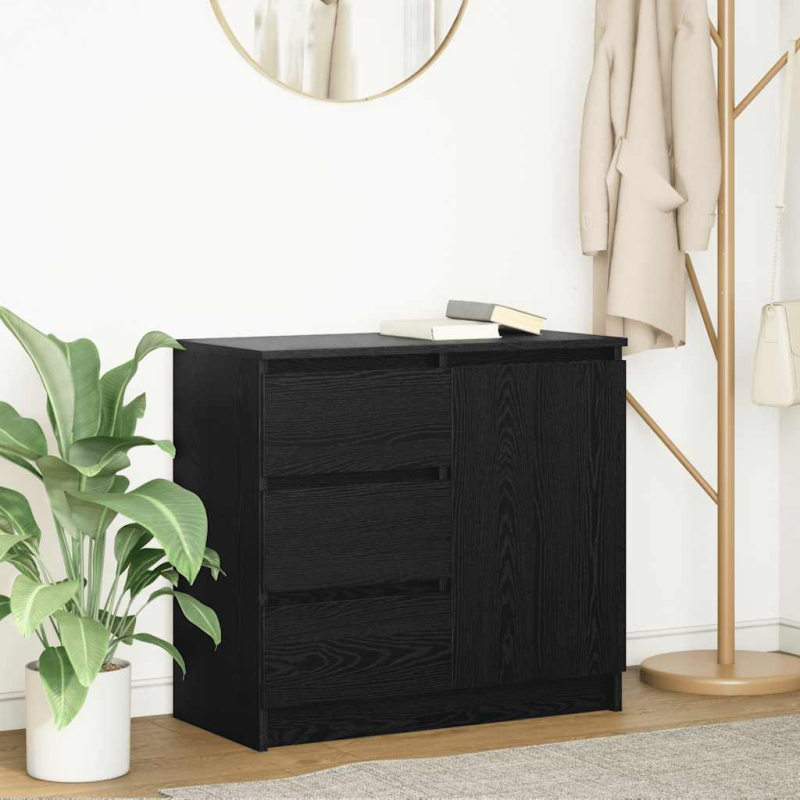 Sideboard mit Schublade Schwarz Eichen-Optik 71x35x65 cm