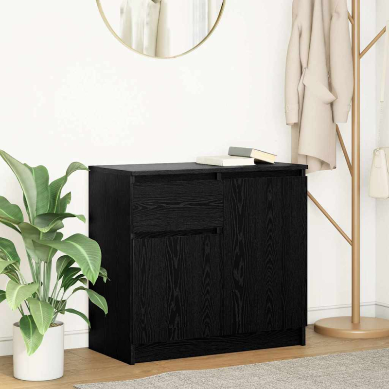 Sideboard mit Schublade Schwarz Eichen-Optik 71x35x65 cm