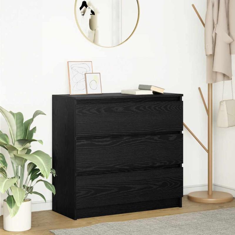 Sideboard Schwarz Eichen-Optik 80x35x76 cm Holzwerkstoff