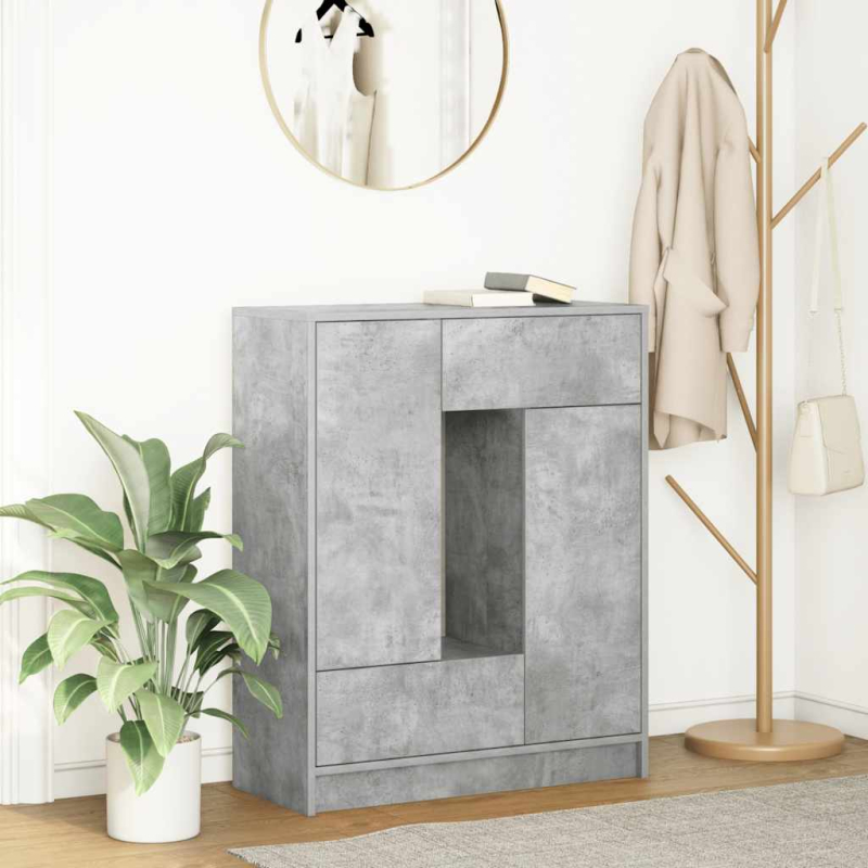 Sideboard mit Schubladen und Türen Betongrau 73x31x90 cm