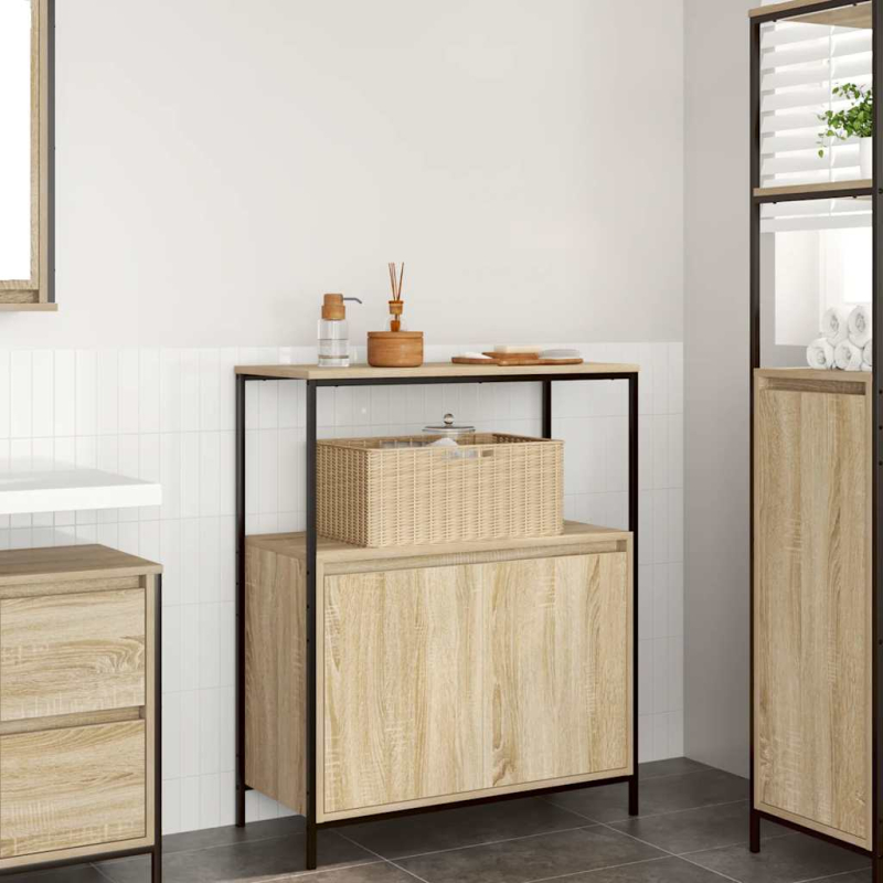 Badschrank mit Regalen Sonoma-Eiche 76,5x35x95 cm