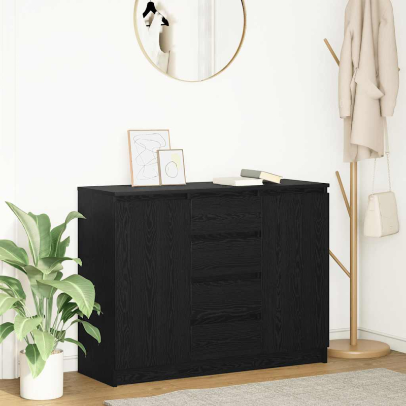 Sideboard mit Schubladen Schwarz Eichen-Optik 100,5x35x76 cm
