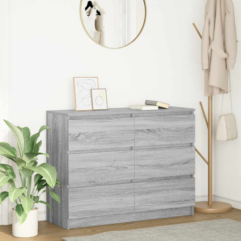 Sideboard Grau Sonoma 100x35x76 cm Holzwerkstoff