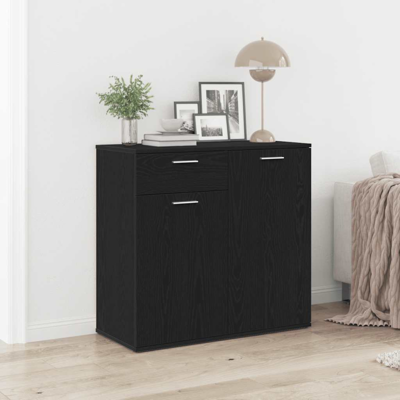 Sideboard Schwarz Eichen-Optik 80x36x75 cm Holzwerkstoff